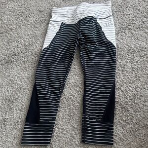 Striped Black and White Athleta Leggings